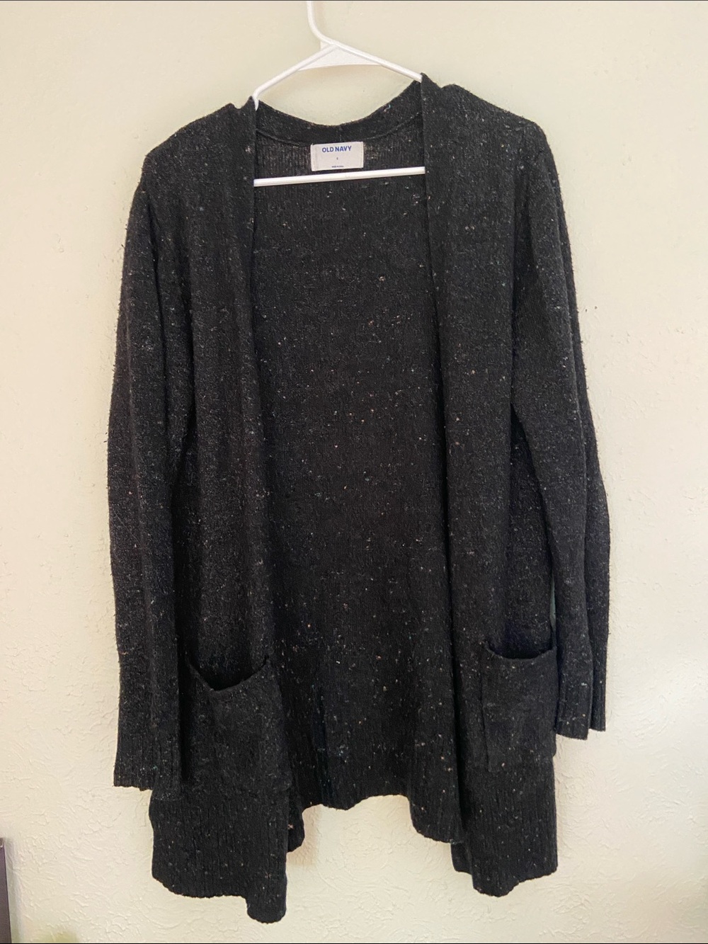 Old Navy Black Flecked Open-Front Pocket Cardigan